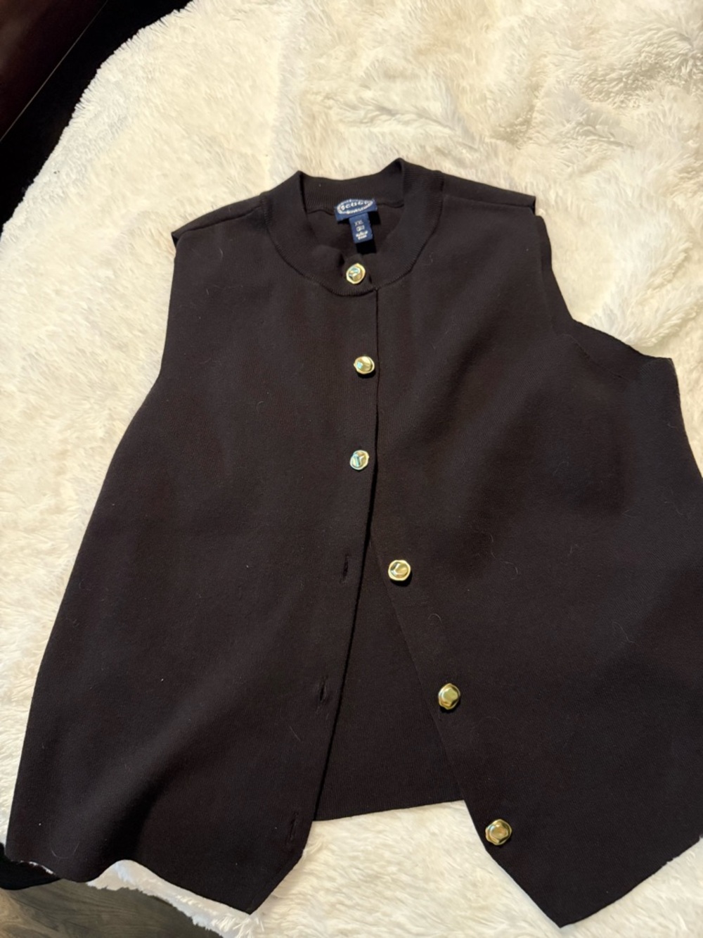 Black Sleeveless Button Front Vest